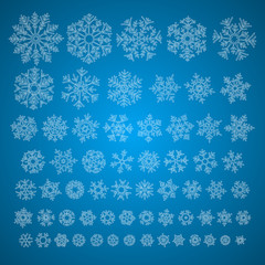 Different hand-drawn snowflakes set