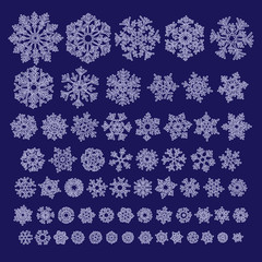 Different hand-drawn snowflakes set
