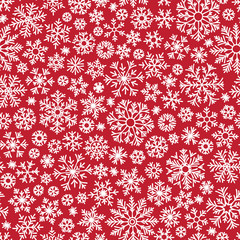 Christmas seamless doodle pattern with snowflakes