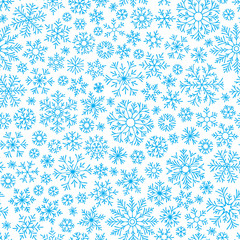 Christmas seamless doodle pattern with snowflakes
