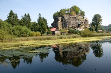 Fototapeta na wymiar Rock castle Sloup in northern Bohemia, Czech republic