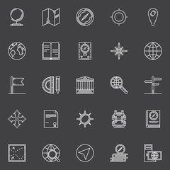 Geography line icons set