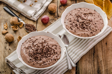 Chocolate pudding and baked granola