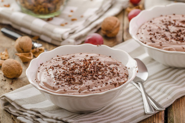 Chocolate pudding and baked granola