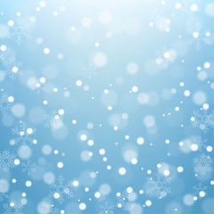 Fototapeta na wymiar Winter background with beautiful various snowflakes