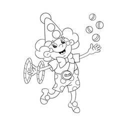 Coloring Page Outline Of a funny clown juggling balls