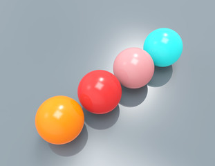 colorful 4 spheres on white background.