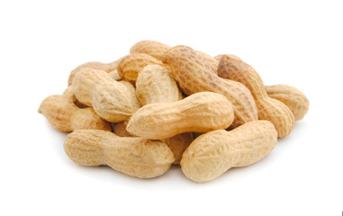 Peanut in a peel isolated on a white