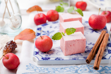 Apple paste, pastille, zephyr, marshmallow with cinnamon