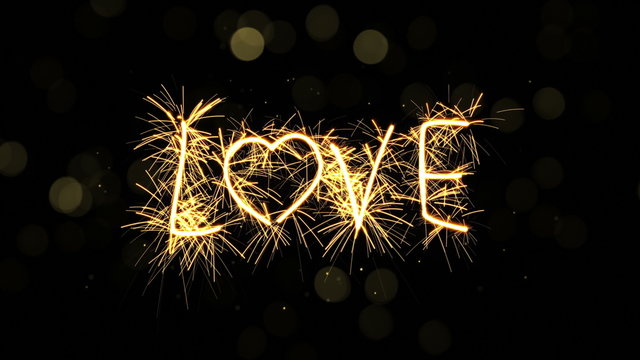 Love text sparkler animation last 5s loopable