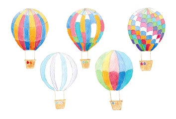 Foto op Aluminium Aquarel luchtballonnen Aquarel geïsoleerde luchtballonnen set