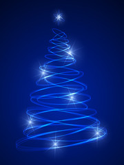 albero di natale blu e luci