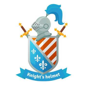 Medieval coat of arms with knight helmet