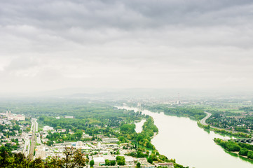 Vienna landscape with Danube river from  Kahlenberg mountain