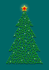 Triangles | Abstract Christmas tree with shining star
