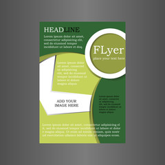 Green brochure template vector background flyer design. sample text and message brochure artwork design in A4 size.