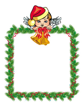 Holiday Christmas frame with angel