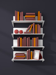 3d rendered bookshelves.
