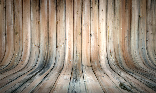 Curved wooden background