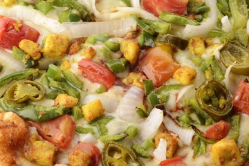 Pizza with Vegetable topping shot in studio 