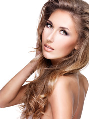 Naklejka premium Picture of a beautiful sexy woman with long brown hair