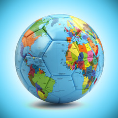 World championship concept. Soccer or football ball with world m