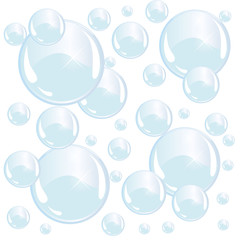 bright blue soap bubbles on white background 
