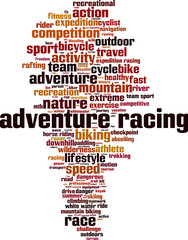 Adventure racing word cloud concept. Vector illustration