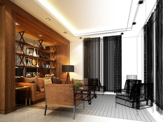 sketch design of interior living