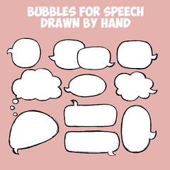 Bubbles for speech drawn by hand. On a white background.