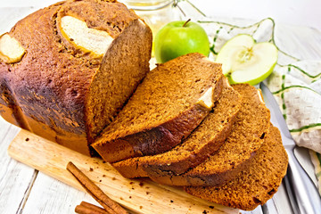 Bread apple on light board