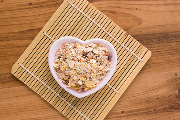 mix nut  and tape measure on white Background