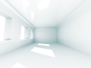 Obraz premium Light White Room With Windows. Interior Background