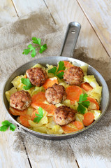 Meatballs with Braised Vegetables on the Pan 