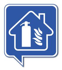 Logo maison et extincteur.