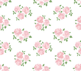 Light hand drawn rustic pattern with roses