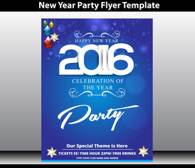happy new year 2016 party flyer & magazine design