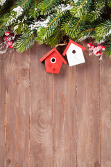 Christmas background with fir tree and decor