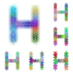 Happy colorful fractal font set - letter H