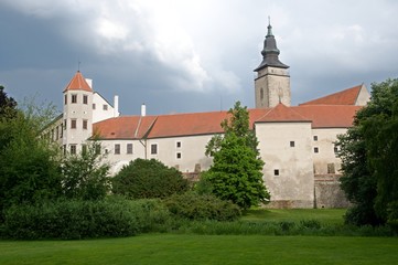 Castle in the historic renaissance townTelc, Czech Republic.