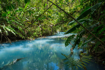 der t&uuml;rkise Fluss Rio Celeste in Costa Rica im Dschungel