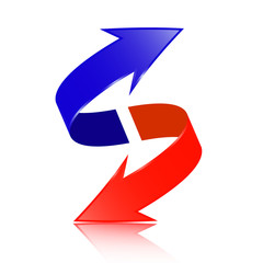 Red and Blue Double Arrow Vector 3D Logotype Symbol