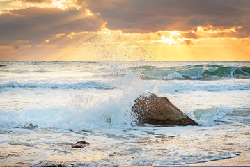 Scenic view of beautiful sunrise above the sea.