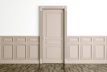 Interior with classic beige door 3d render