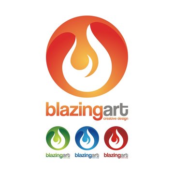 Blazing Fire Circle Logo Design. Flame logo, fire icon. Fire flame logo design template. Vector