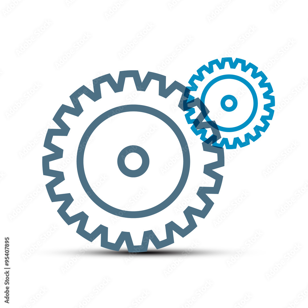 Poster vector cogs - gears outline technology icons isolated on white background