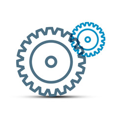 Vector Cogs - Gears Outline Technology Icons Isolated on White Background