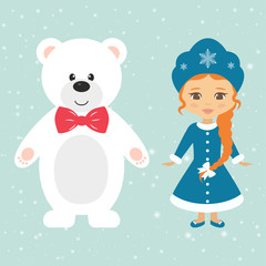 winter bear and snow maiden