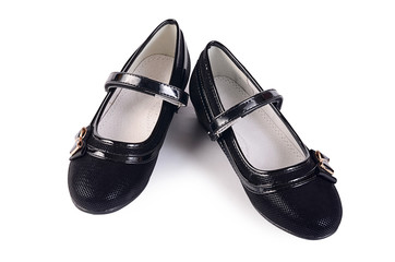 Women's black shoes isolated on white