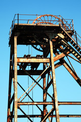 Hoist wheel used at a coal mine shaft